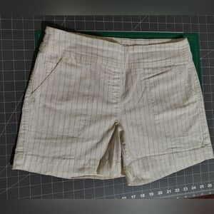 Women's Cream Striped Shorts
